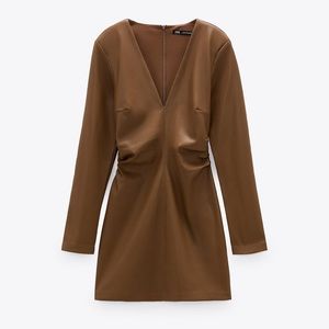 Zara Faux Leather Shoulder Pad Dress